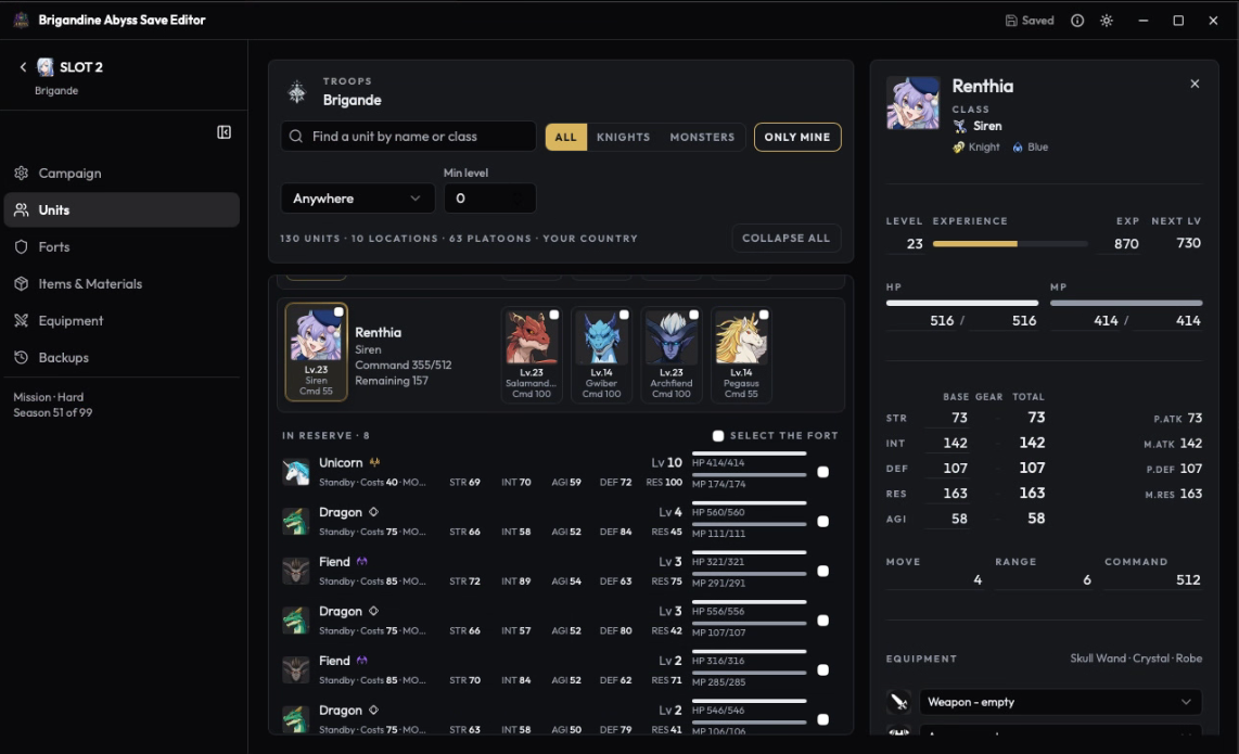 Units Screen